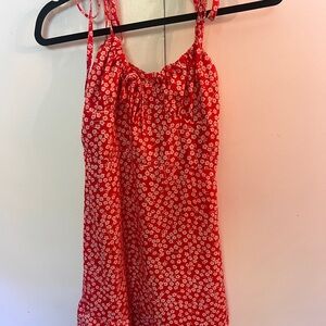 Red Floral Midi Dress